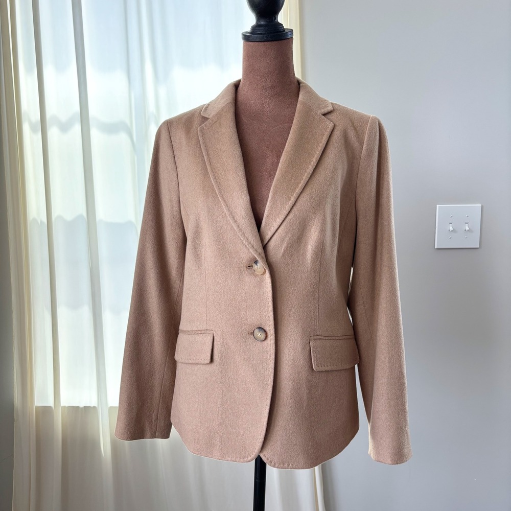 Talbots Blazer 8P Camel Hair Coat Italian Fabric Preppy Old Money Capsule Office